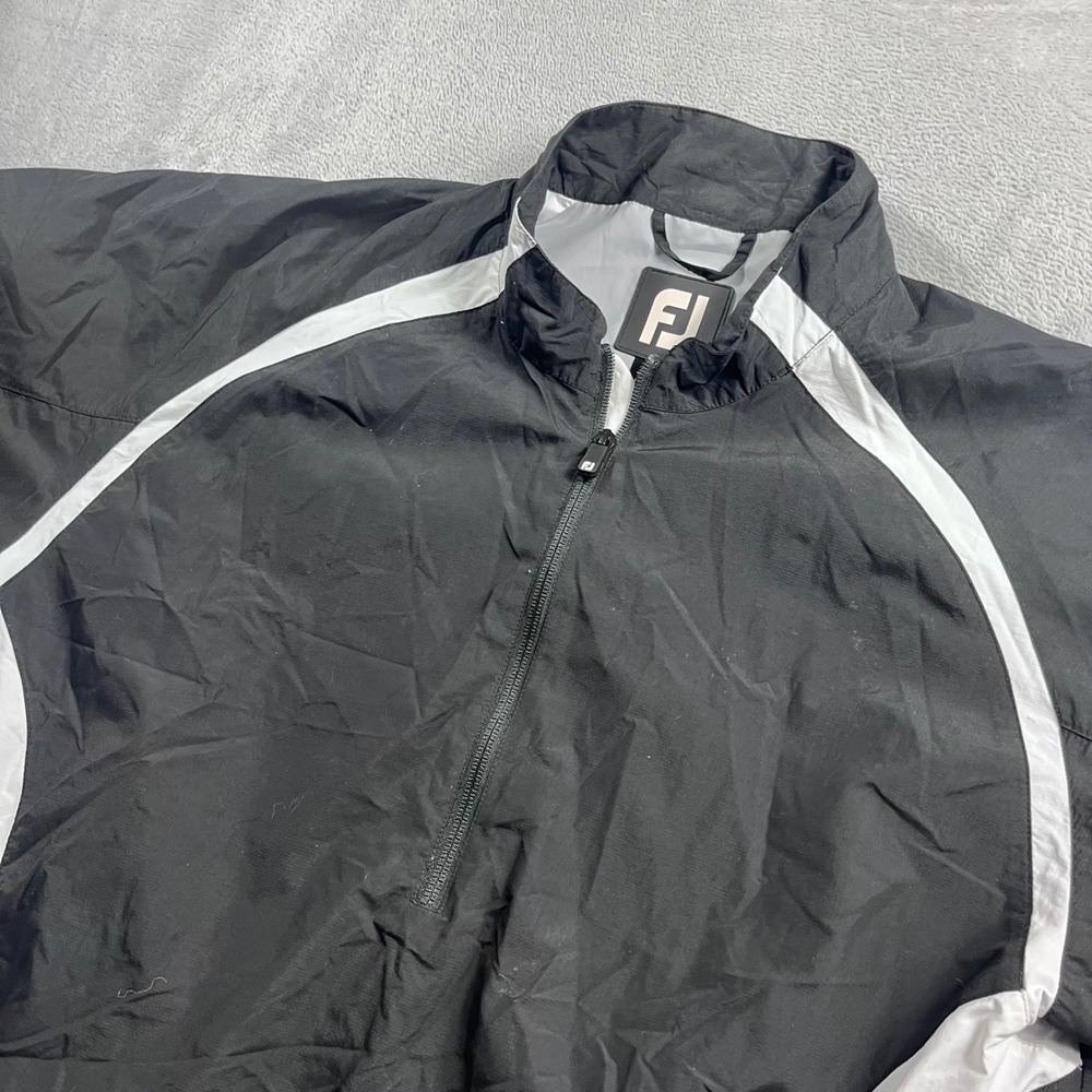 FootJoy Mens Black 1/4 Zip Short Sleeve Golf Windbreaker Jacket Large